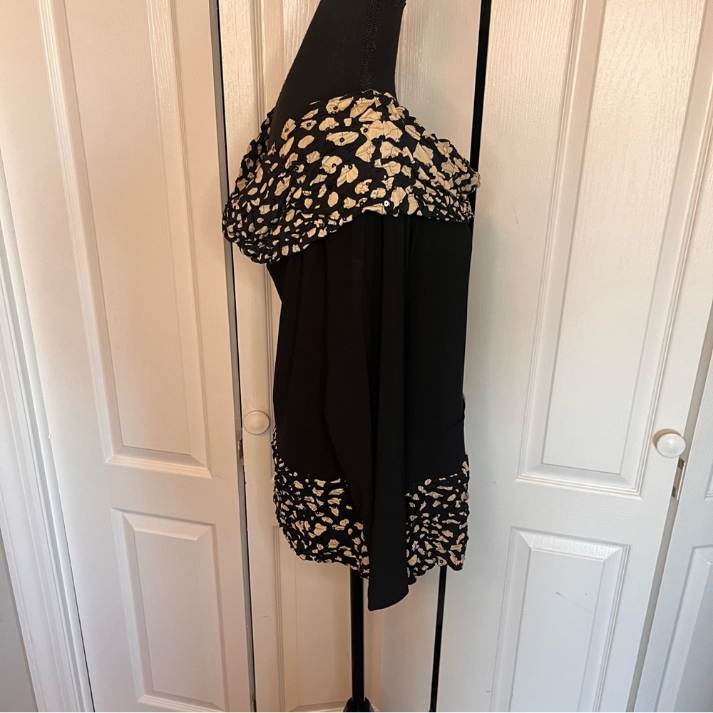 NWT Joseph Ribkoff Textured Top Sz 16 03241 Black Tan Sequin Off Shoulder Buckle - Picture 5 of 12